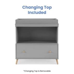 img 2 attached to 🪑 Grey/Natural Delta Children Essex Convertible Changing Table with Drawer