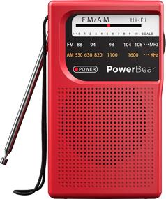 img 4 attached to PowerBear Portable Radio: Long Range AM/FM Reception for Indoor, Outdoor & Emergency Use - Speaker & Headphone Jack (Red)