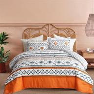 🛏️ bohemian orange comforter set queen size | flysheep 3 piece bedding set with tribal geometric design for all seasons | reversible ultra soft microfiber comforter + 2 pillow shams logo