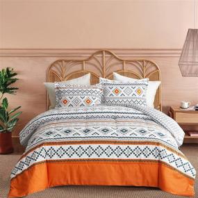 img 4 attached to 🛏️ Bohemian Orange Comforter Set Queen Size | FlySheep 3 Piece Bedding Set with Tribal Geometric Design for All Seasons | Reversible Ultra Soft Microfiber Comforter + 2 Pillow Shams