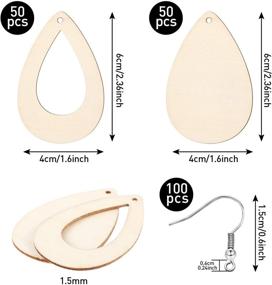 img 3 attached to 🔲 100-Piece Unfinished Wood Teardrop Earring Pendants: Perfect for DIY Jewelry Gift Making