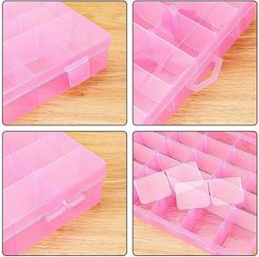 img 1 attached to 💖 Pink Plastic Jewelry Box: Adjustable Dividers, 36 Grids Organizer & Storage Container