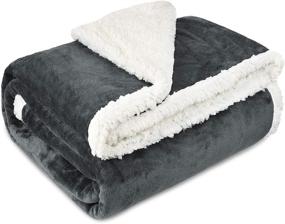 img 1 attached to 🛌 Ultimate Comfort and Warmth: Grey Sherpa Blanket for Bed - Super Soft Fleece Plush Sofa Couch Blanket, Perfect TV Bed Blanket, Comfy Cozy Fluffy Warm Comforter, Ideal Caring Gift - 90x90 inch