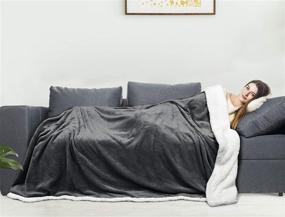 img 3 attached to 🛌 Ultimate Comfort and Warmth: Grey Sherpa Blanket for Bed - Super Soft Fleece Plush Sofa Couch Blanket, Perfect TV Bed Blanket, Comfy Cozy Fluffy Warm Comforter, Ideal Caring Gift - 90x90 inch