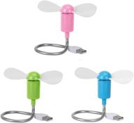 💨 3 pack mini mobile usb powered cooling fans with flexible goose neck - ideal for desktop pc, laptop, tablet - pink/green/blue colors логотип