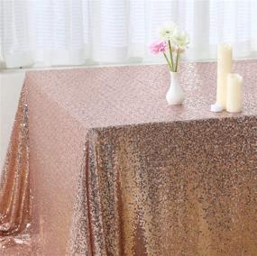 img 1 attached to 💫 Sparkling PartyDelight 60&#34; x 102&#34; Rose Gold Sequin Tablecloth – Perfect for Weddings, Baby Showers, Birthdays, and Banquets!