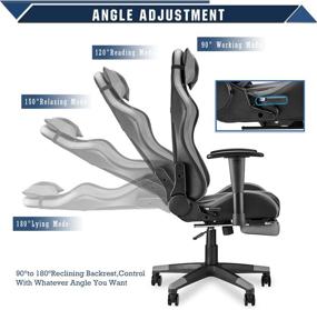 img 3 attached to 🎮 High-Performance Soontrans Racer Style Gaming Chair with Footrest - Gamer Chair, Game Chair, Swivel Desk Chair with Adjustable Seat Height, Backrest, Headrest, and Lumbar Pillow in Sleek Black/Gray Finish