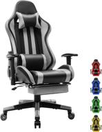 🎮 high-performance soontrans racer style gaming chair with footrest - gamer chair, game chair, swivel desk chair with adjustable seat height, backrest, headrest, and lumbar pillow in sleek black/gray finish логотип