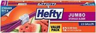 👜 hefty slider 2.5 gallon jumbo storage bags - pack of 3 (36 bags total) логотип