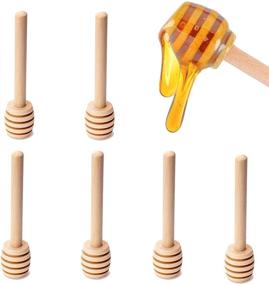 img 4 attached to GIYOMI Wooden Honey Dipper - 6PCS 3 Inch Mini Honeycomb 🍯 Stick: Small Honey Stick for Honey Jar Dispensing, Drizzling, and Wedding Party Favors