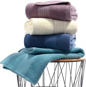 img 3 attached to 🛀 Tian Home 4-Pack of Ultra Absorbent & Soft Cotton Hand Towels (14x29inch) – Perfect for Bath, Hand, Face, Gym and Spa