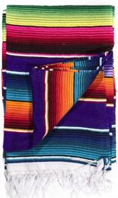 img 1 attached to 🧣 Extra-Large Purple Del Mex Mexican Serape Blanket