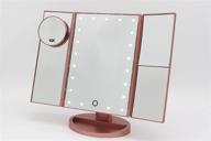 🌸 lmnop trifold vanity makeup mirror with 10x/3x/2x/1x magnification, 180 degree rotation & touch screen adjustable 21 led lights - rose gold логотип