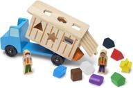 🚚 melissa & doug shape-sorting wooden dump truck toy: colorful shapes & play figures included! logo