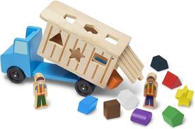 img 4 attached to 🚚 Melissa & Doug Shape-Sorting Wooden Dump Truck Toy: Colorful Shapes & Play Figures Included!