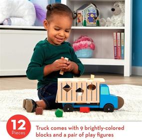 img 3 attached to 🚚 Melissa & Doug Shape-Sorting Wooden Dump Truck Toy: Colorful Shapes & Play Figures Included!