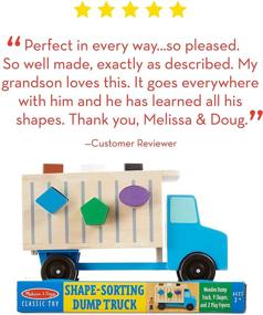 img 1 attached to 🚚 Melissa & Doug Shape-Sorting Wooden Dump Truck Toy: Colorful Shapes & Play Figures Included!