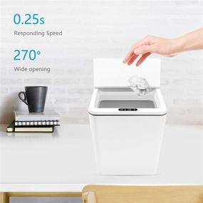 img 1 attached to 🗑️ FEBHBRQ 1.5 Gal Touchless Mini Trash Can: Smart Sensor, Lid, Cute Design for Office/Kitchen/Bathroom"