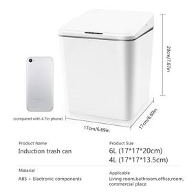 img 3 attached to 🗑️ FEBHBRQ 1.5 Gal Touchless Mini Trash Can: Smart Sensor, Lid, Cute Design for Office/Kitchen/Bathroom"