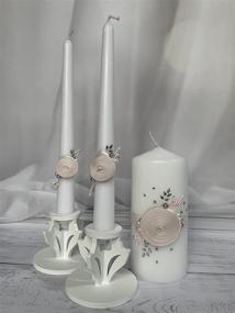 img 3 attached to Magik Life Unity Candle Set For Wedding - Wedding Accessories For Reception And Ceremony - Candle Sets - 6 Inch Pillar And 2 10 Inch Tapers - Decorative Pillars White (Pink)