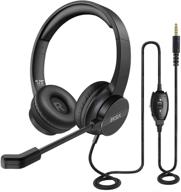 🎧 enhanced sound experience: eksa wired telephone headset with microphone and volume control for laptop - lightweight and comfortable - ideal for home office, call center, and skype calls logo