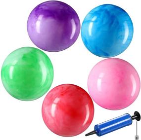 img 4 attached to 🌈 Ярко-веселые, выдержанные мраморной расцветкой, красочные надувные мячи для игры на игровой площадке: мир игривого волнения.