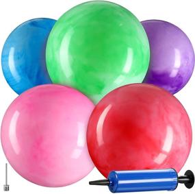 img 3 attached to 🌈 Ярко-веселые, выдержанные мраморной расцветкой, красочные надувные мячи для игры на игровой площадке: мир игривого волнения.