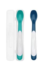 img 4 attached to 🥄 OXO Tot Plastic Feeding Spoons Set with Portable Travel Case - Teal and Navy