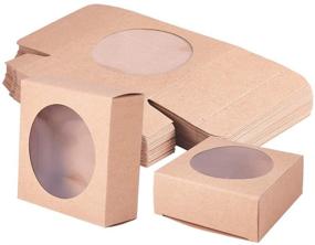 img 4 attached to Набор из 24 коричневых крафт-квадратных бумажных коробок BENECREAT для самодельного мыла, угощений на вечеринке и упаковки украшений - подарочная коробка с круглым прозрачным окном, 3x3x1.2 дюйма.