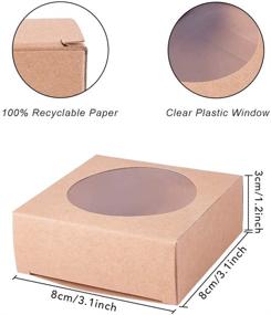 img 3 attached to Набор из 24 коричневых крафт-квадратных бумажных коробок BENECREAT для самодельного мыла, угощений на вечеринке и упаковки украшений - подарочная коробка с круглым прозрачным окном, 3x3x1.2 дюйма.