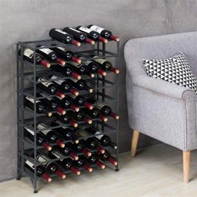 img 2 attached to Large Gray Metal Wine Rack Cellar Storage Organizer Display Stand for 54 Bottles - Deluxe Foldable Connoisseurs Design