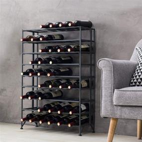 img 3 attached to Large Gray Metal Wine Rack Cellar Storage Organizer Display Stand for 54 Bottles - Deluxe Foldable Connoisseurs Design