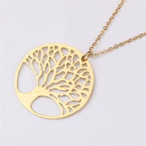 img 1 attached to 🌳 Stunning 18K Gold Plated Tree of Life Necklace with Engraved Family Tree Coin Disc Pendant and Rose Heart - Perfect for Women and Girls