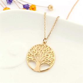 img 3 attached to 🌳 Stunning 18K Gold Plated Tree of Life Necklace with Engraved Family Tree Coin Disc Pendant and Rose Heart - Perfect for Women and Girls