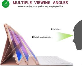 img 1 attached to 🌸 Versatile iPad Keyboard Case for 10.2" 9th/8th/7th Gen & 10.5" iPad Air 3rd Gen - 7 Color Backlight, Wireless Keyboard, and Pencil Holder - Rose Gold