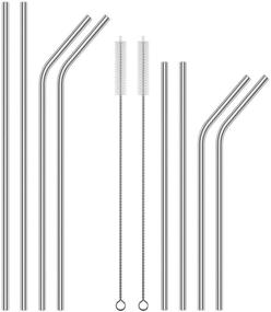 img 4 attached to 🥤 U-Taste 18/8 Stainless Steel Straws Set - Extra Long Reusable Metal Drinking Straws for 20oz 30oz Tumblers - Includes 8 Straws (4 Bent + 4 Straight) with 2 Cleaning Brushes - Silver