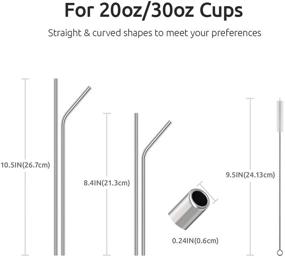 img 3 attached to 🥤 U-Taste 18/8 Stainless Steel Straws Set - Extra Long Reusable Metal Drinking Straws for 20oz 30oz Tumblers - Includes 8 Straws (4 Bent + 4 Straight) with 2 Cleaning Brushes - Silver