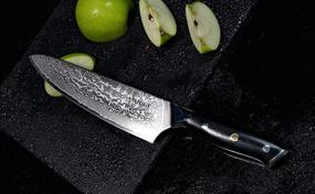 img 1 attached to 🔪 Oxford Chef 8 inch Chef's Knife - Damascus Japanese VG10 Super Steel, Stain & Corrosion Resistant, Razor Sharp Blade, High Edge Retention