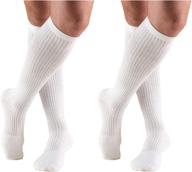 🧦 truform men's 15-20 mmhg knee high cushioned athletic compression socks - white, large (pack of 2) логотип