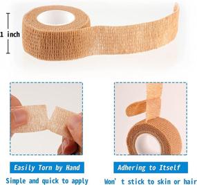 img 3 attached to 🌟 Premium 24 Pack Cohesive Wrap Bandages 1 Inch X 5 Yards - First Aid Tape for Sports & Injuries, Elastic Self Adhesive Tape - Skin Friendly, Wrist Support, Skin Tone Athletic Tape