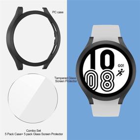 img 3 attached to 📱 Enhanced Protection Bundle: Matte PC Bumper Cover + 5 Tempered Glass Screen Protectors for Samsung Galaxy Watch 4 44mm