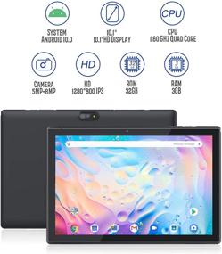 img 4 attached to 📱 High-Performance 10 Inch Android 10 Tablet with 3GB RAM, 32GB ROM, WiFi, and Protective Cover Case Stand - Black