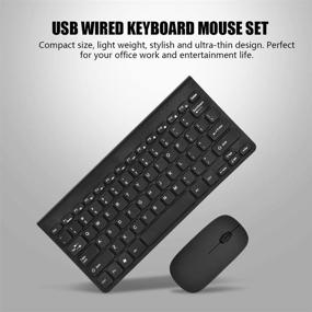 img 1 attached to Compact Size, Lightweight Wired Keyboard and Mouse Set - Richer-R Mini Ultra-Thin Design USB Keyboard Optical Mouse Combo for PC Laptop (Black)