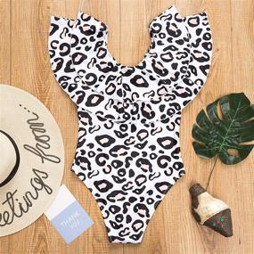 img 2 attached to 👩 Matching Family Swimwear: Mommy and Me Leopard Ruffle One Piece Bathing Suit - Perfect Monokini for a Stylish Swim