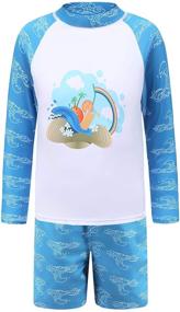 img 4 attached to 🩲 Kids Two Piece Long Sleeve Rash Guard Swimwear Set - Boys' Swim Trunk Bathing Suit