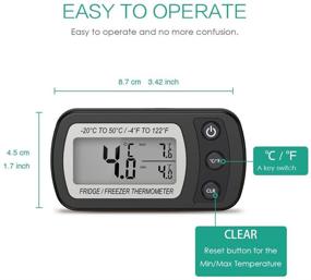 img 1 attached to 2 Pack of ORIA Digital Refrigerator and Mini Freezer Thermometers, Waterproof LCD Display, Max and Min Record, for Kitchen, Home, Restaurants, Bars - Black