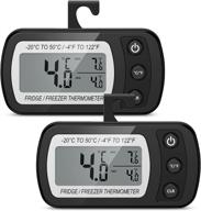 2 pack of oria digital refrigerator and mini freezer thermometers, waterproof lcd display, max and min record, for kitchen, home, restaurants, bars - black logo