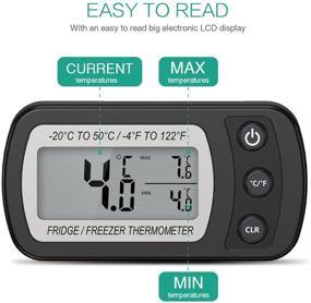 img 2 attached to 2 Pack of ORIA Digital Refrigerator and Mini Freezer Thermometers, Waterproof LCD Display, Max and Min Record, for Kitchen, Home, Restaurants, Bars - Black