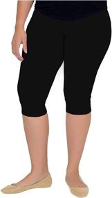 img 2 attached to 🩳 Womens Stretchy Knee-Length Leggings - Cotton Spandex Blend - X-Small to 7X Adult