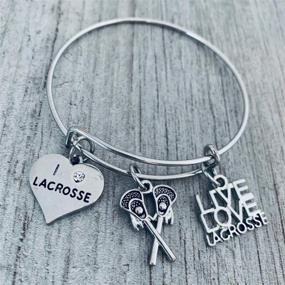 img 3 attached to 🥍 Infinity Collection Lacrosse Charm Bangle Bracelet - The Perfect Gift for Female Lacrosse Players